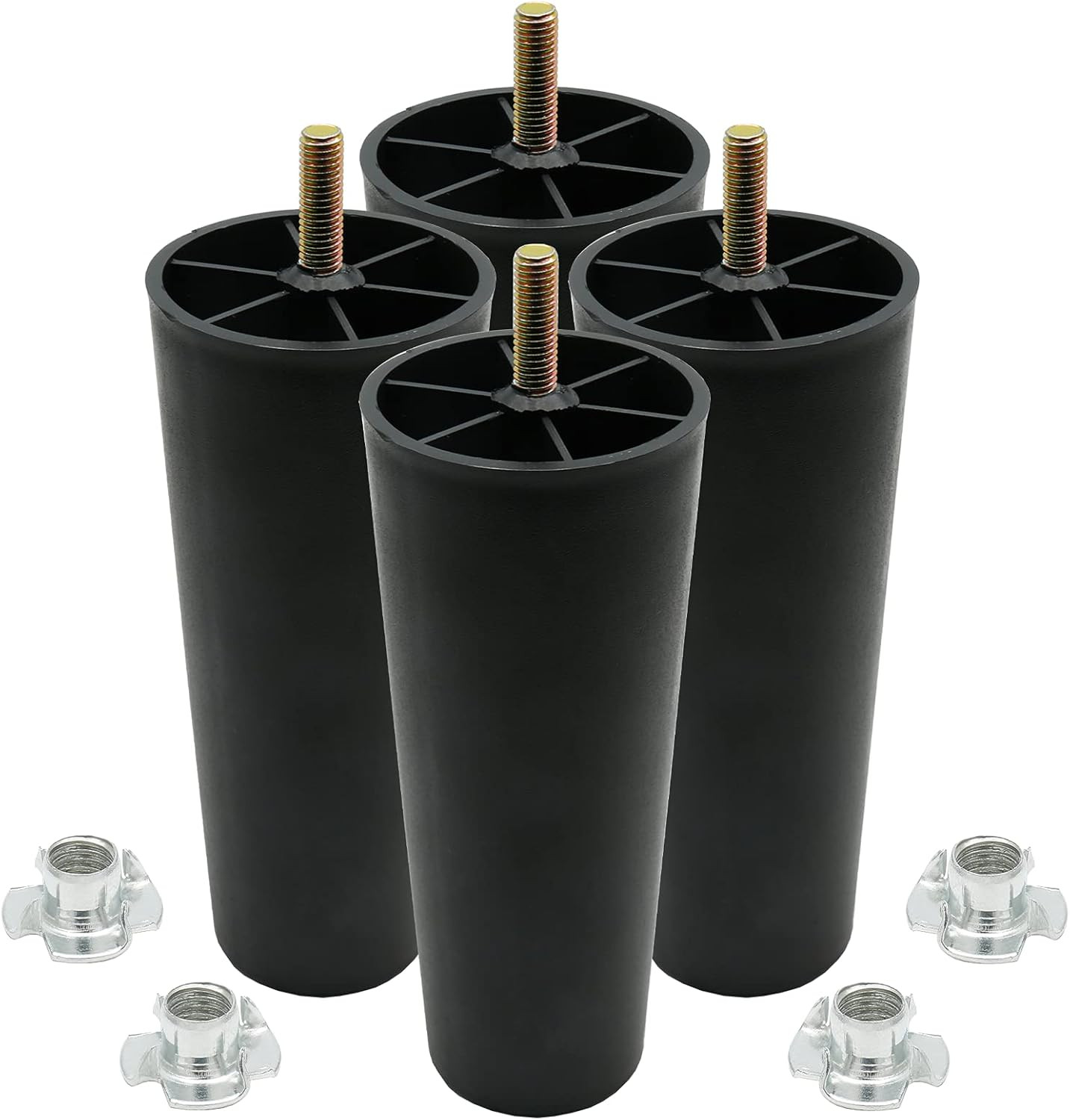 4Pcs 6 Inch Sofa Legs, round Tapered Plastic Couch Legs | Replacement Furniture