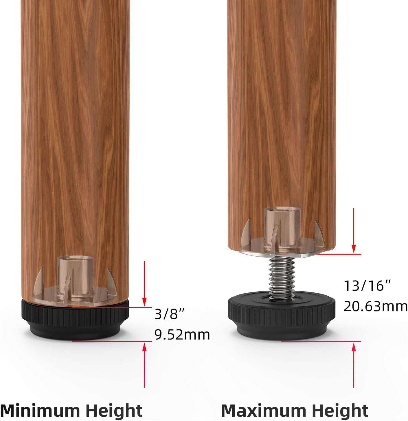 ONEHOME 8 Pack 5/16-18 Stainless Steel Adjustable Threaded Furniture Leg Levelin