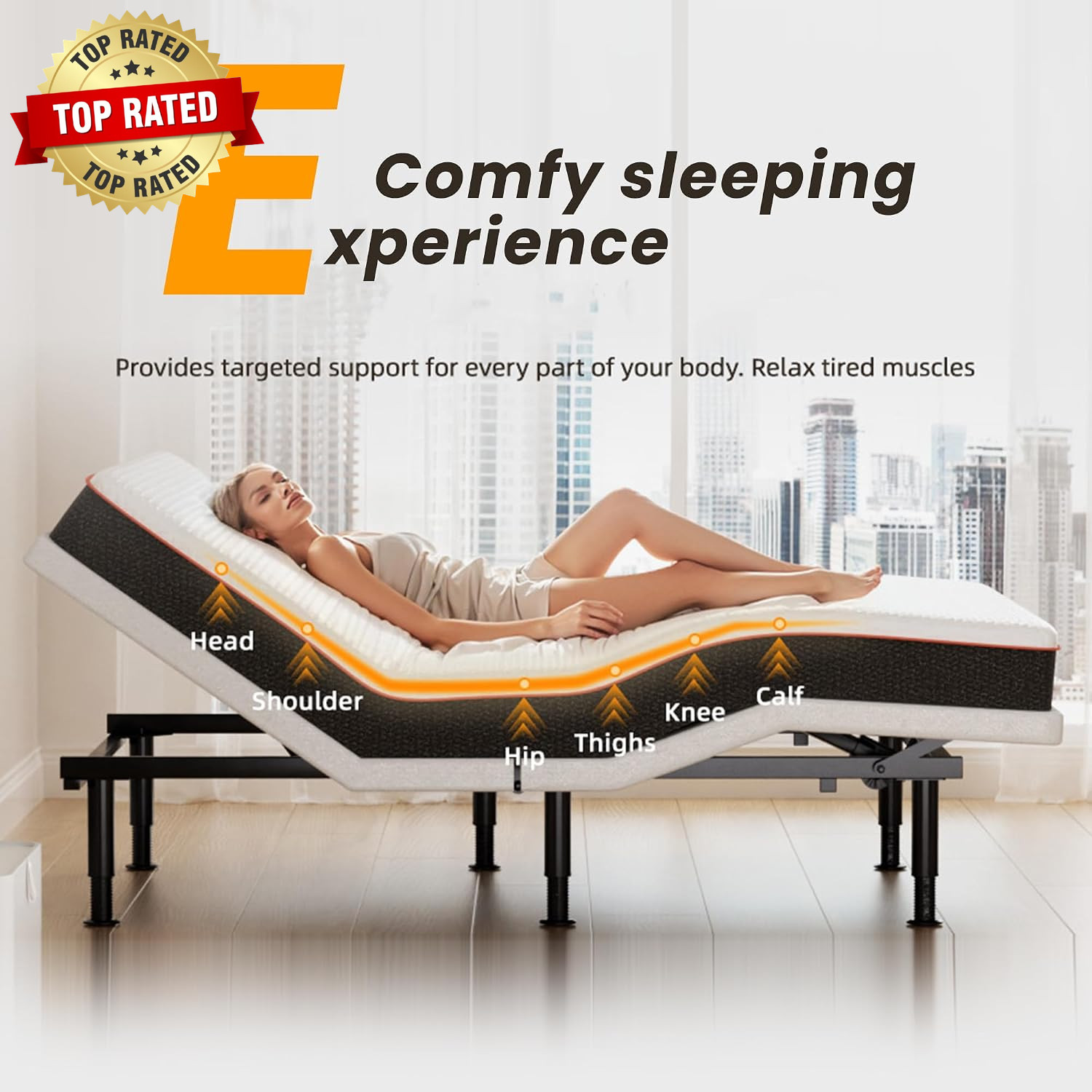 Full Adjustable Bed Frame with Massage Adjustable Bed Base with Wireless Remote