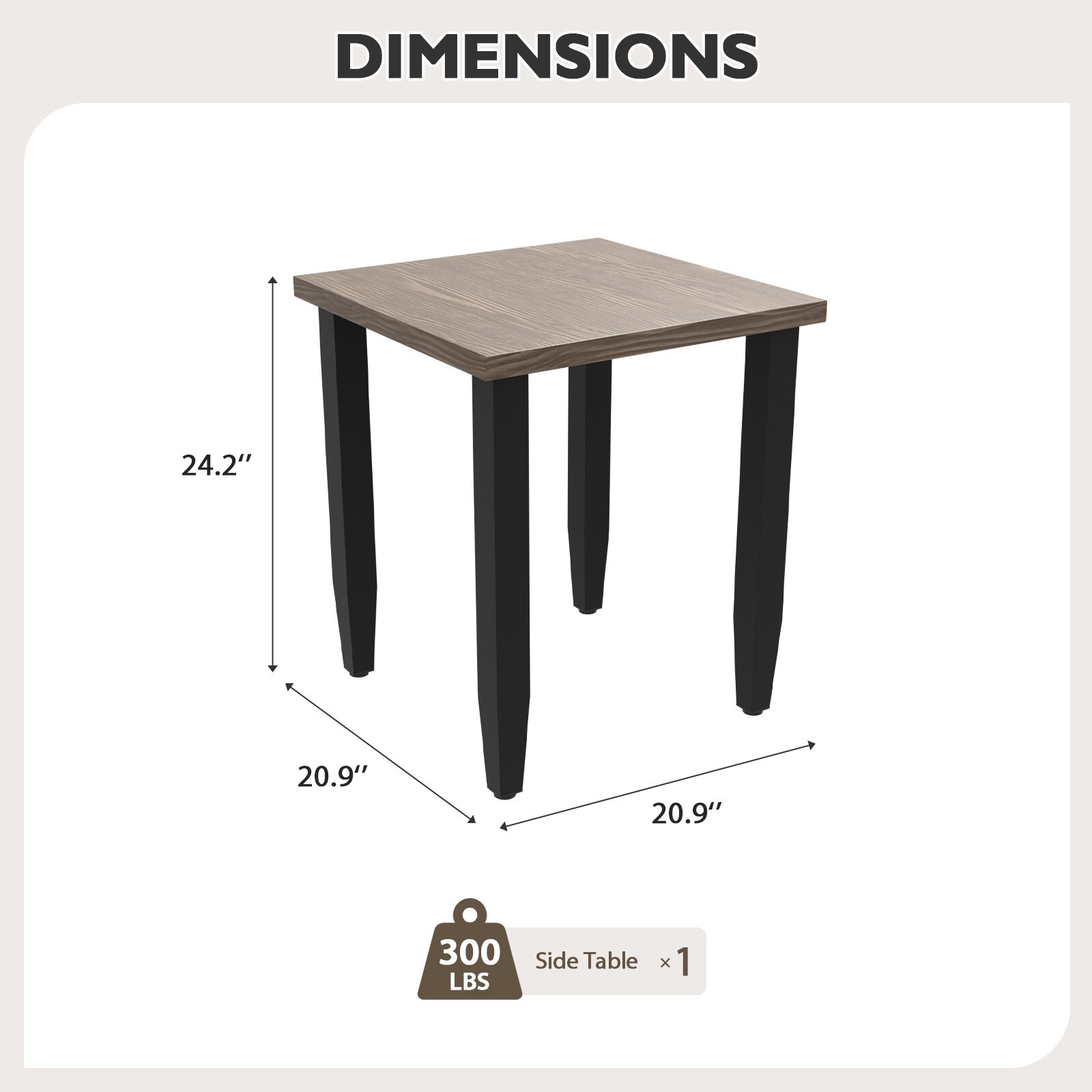 EAGLE PEAK Outdoor Side Table Square Small Drink Table for Deck, Porch, Balcony