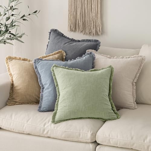 Decorative Throw Pillow Covers Neutral 18″ x 18″ (Pack of 2) 2 Sage Green