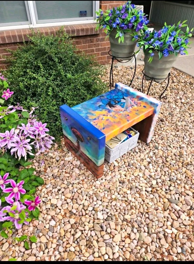 Upcycled Venetian Masquerade Side Table – Custom Dark Surrealism- Hand-painted