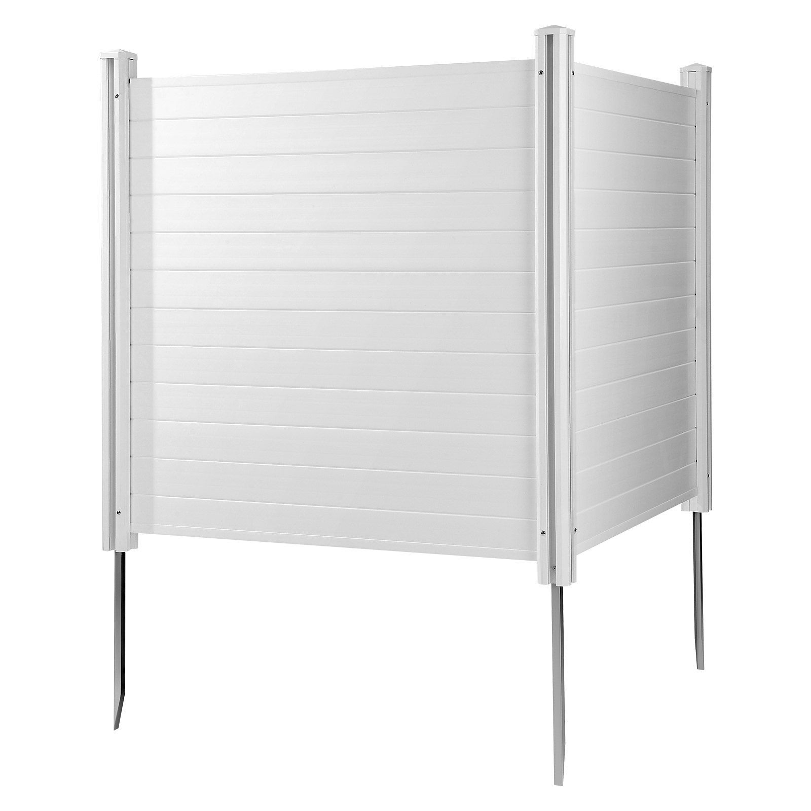 Vinyl Outdoor Privacy Screen Set: 2x50x50in Panels + 27.6in Metal Stakes