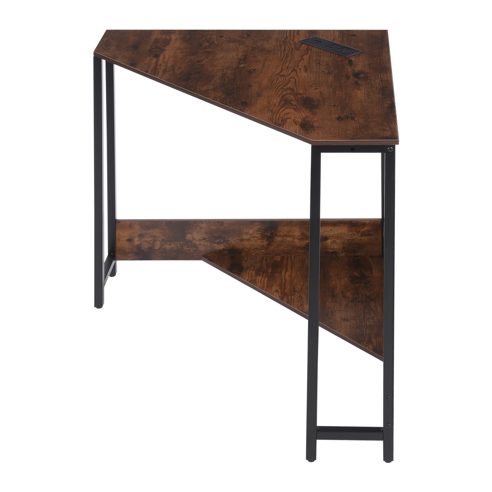 Corner Desk with Outlets, Small Desk with Outlets,Free Standing Corner Table