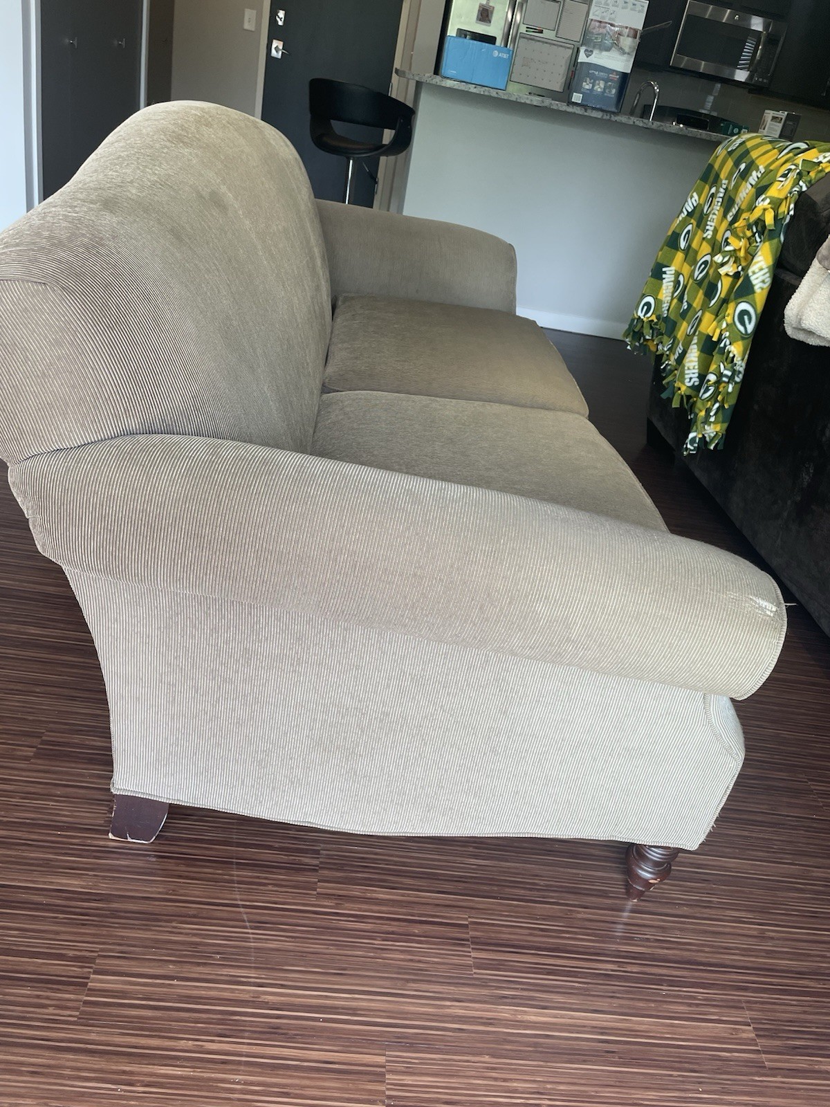 Restoration Hardware Beige Rolled Arm Sofa Tight Back 2-Seat w/ Cushions