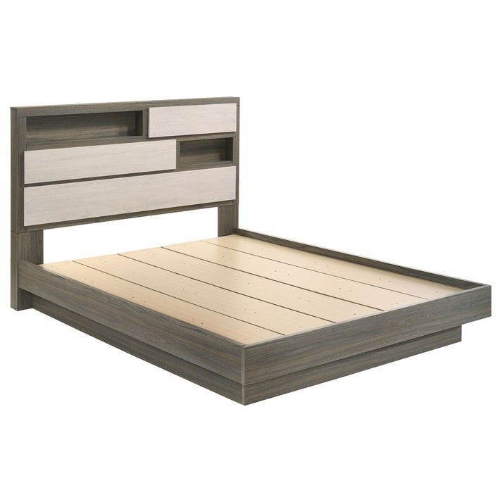 NEW 5PC Two-Tone Gray Oak Modern Rustic Queen King Storage Bedroom Set B/D/M/N/C
