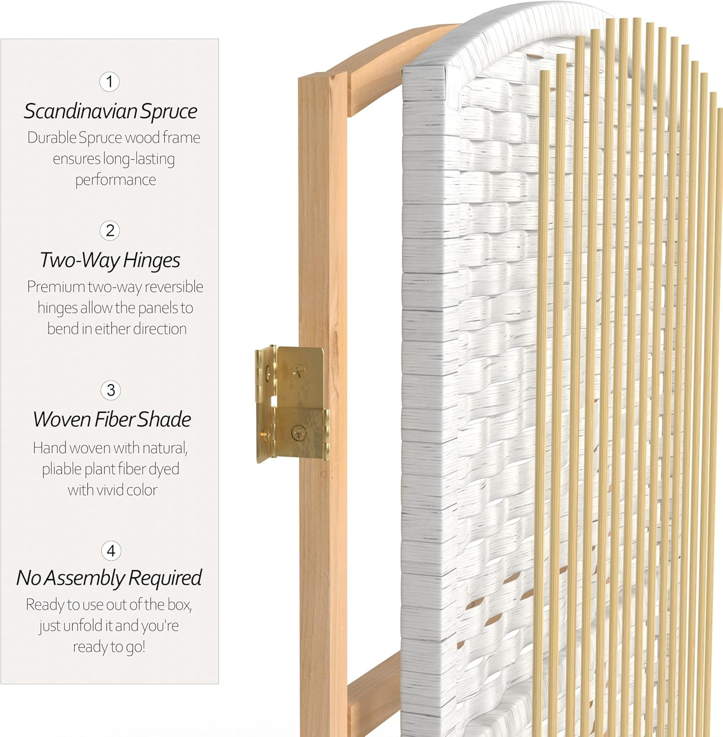 6 Ft. Tall Diamond Weave Fiber White-3 Panel Room Divider