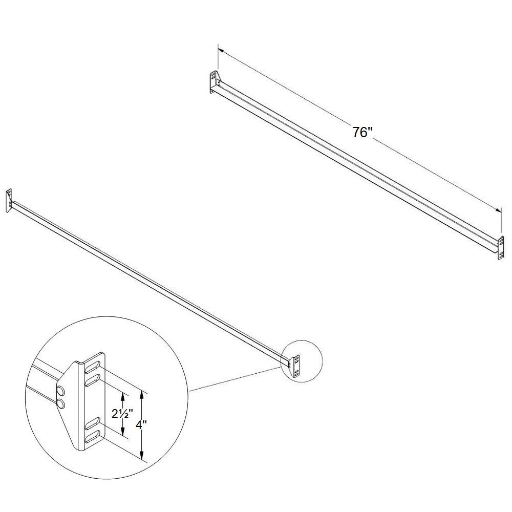 bedCLAW 76″ Steel Bolt-On Side Rails for Twin or Full Size Beds
