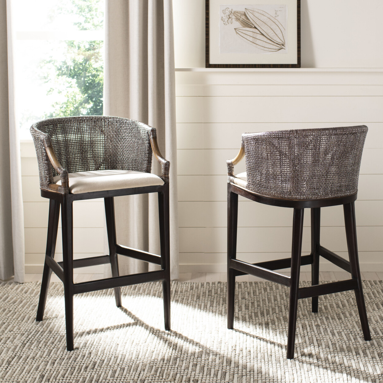 SAFAVIEH Brando Bar Stool | Brown / White |