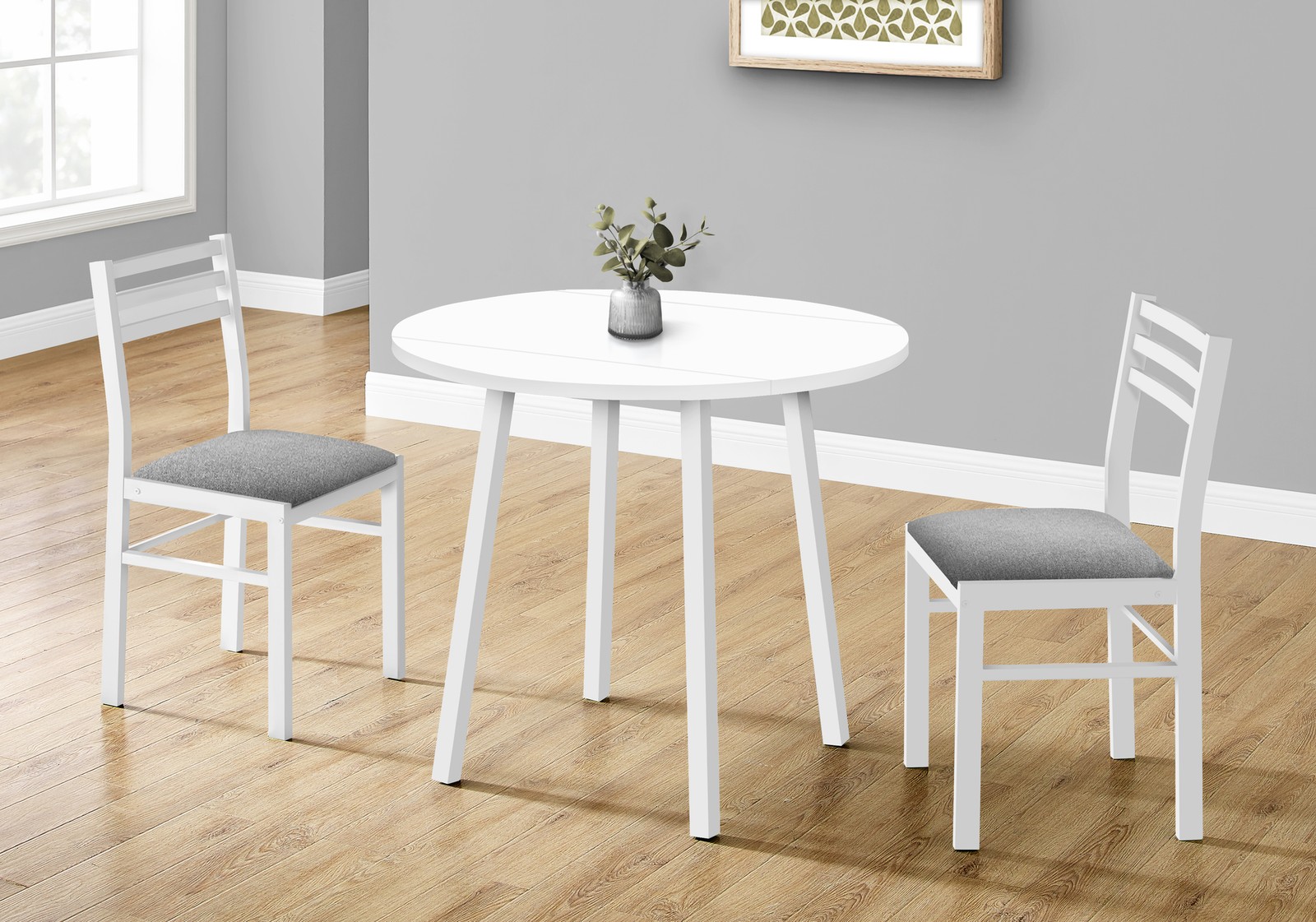 Dining Table Set, 3pcs Set, Small, 35″ Drop Leaf, Kitchen