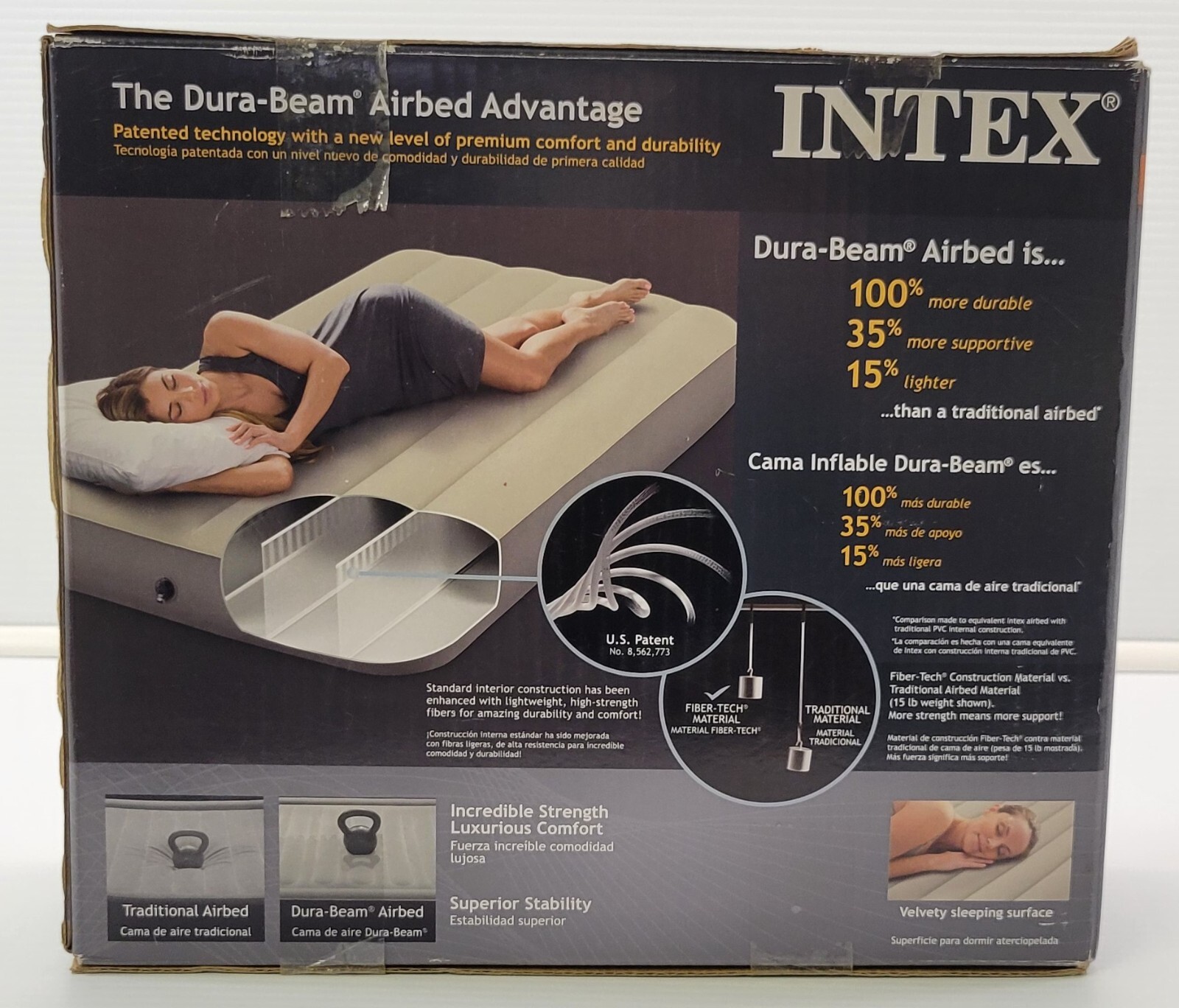 R) Intex Dura-Beam Plus Deluxe Twin Single High Airbed Air Mattress Bed