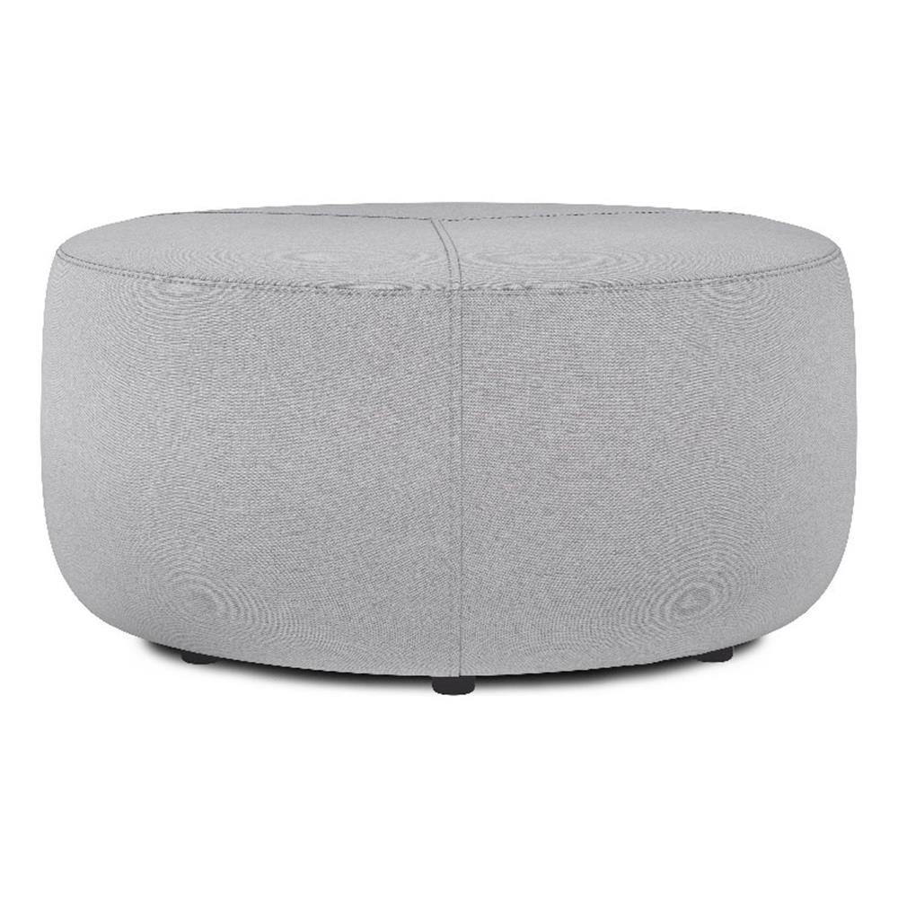 Moore 32″ Wide Contemporary Irregular Ottoman in Light Gray Linen Look Fabric