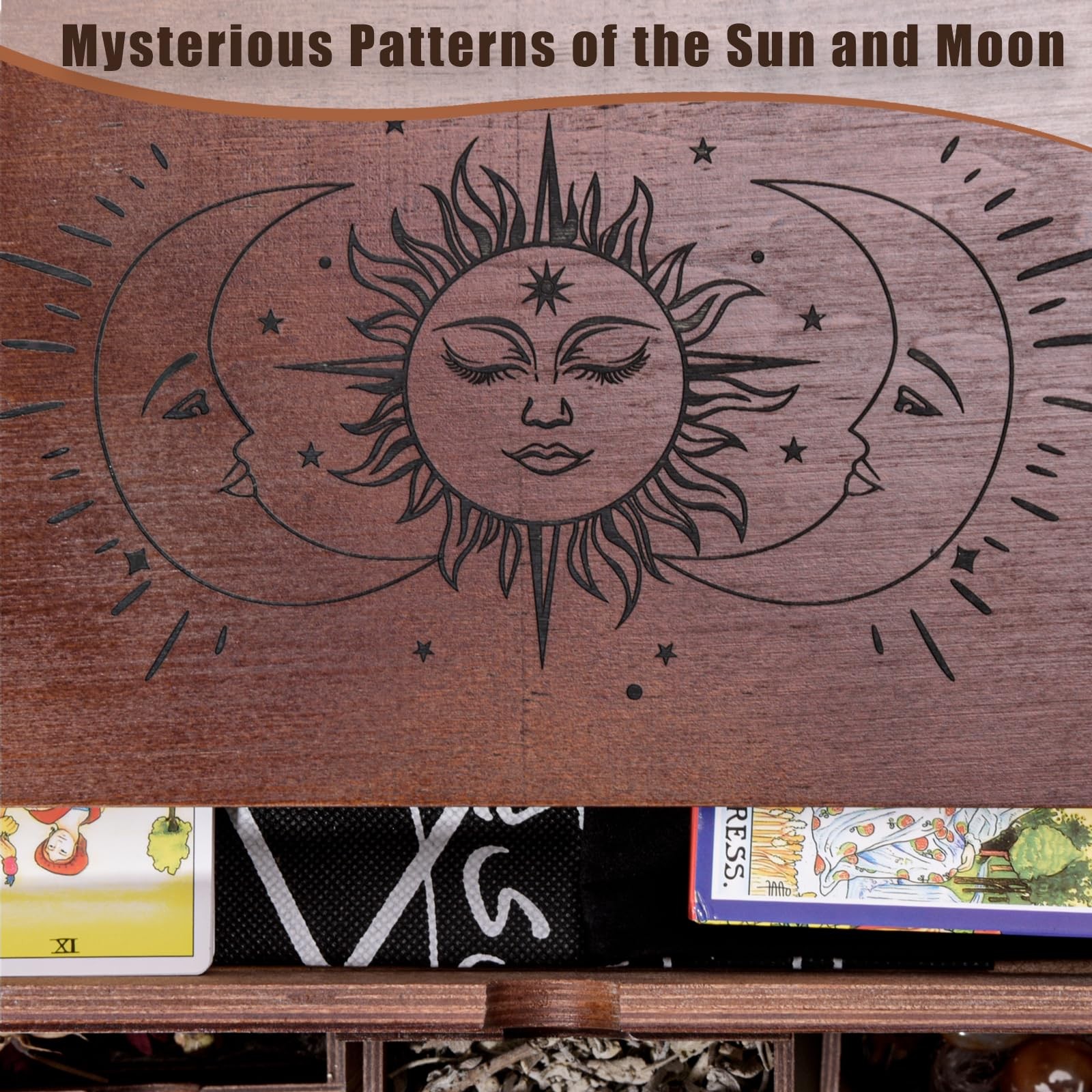 Large Wooden Tarot Card Holder Box – 13.4″ x 11.6″ x 6.4’’ Tarot Deck Storage…
