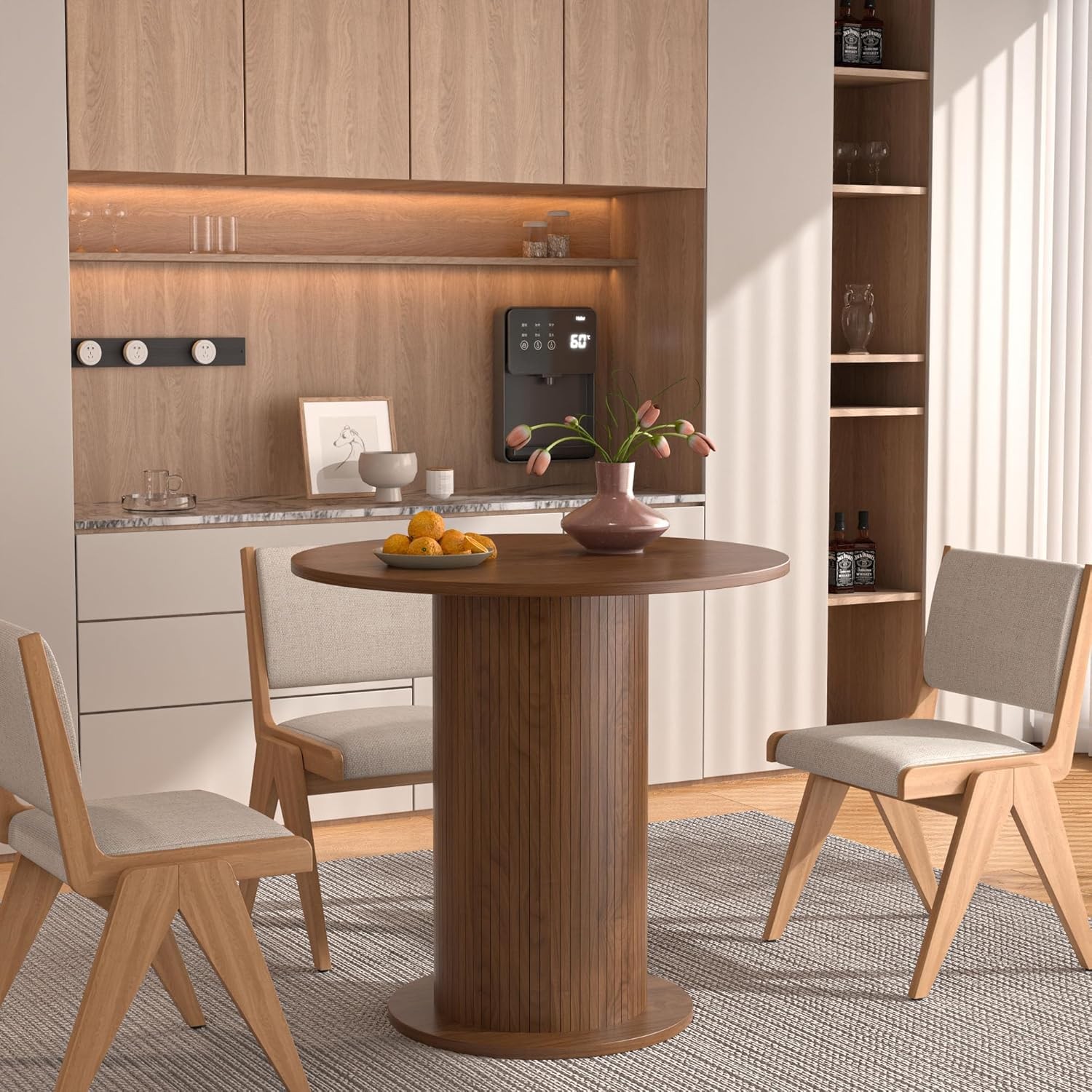 31.5 inch Round Dining Table for 2, Modern Farmhouse Kitchen Table