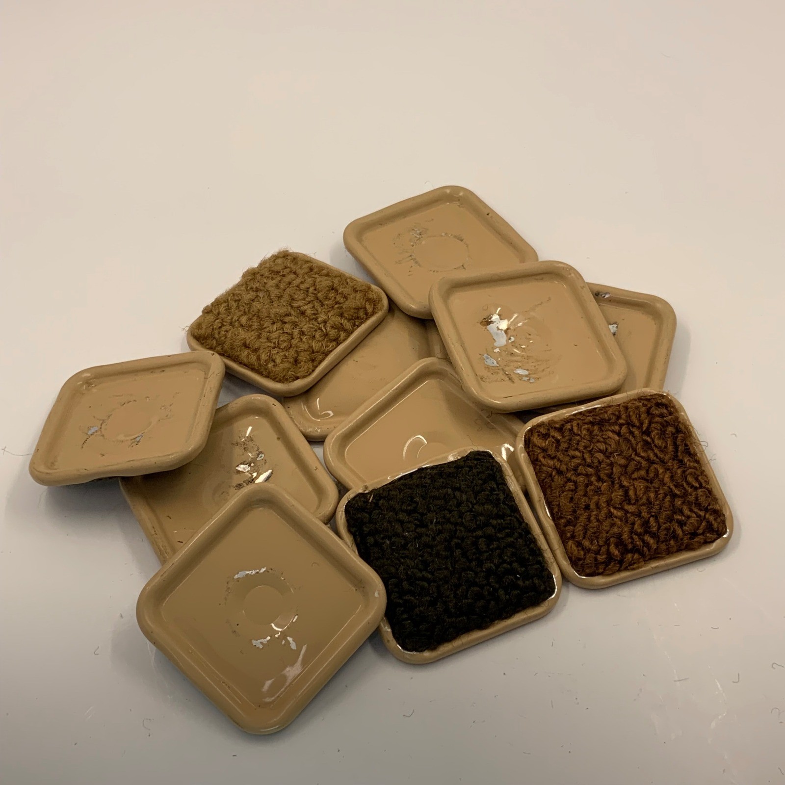 Vintage Square Furniture Sliders Metal Carpet Tan Brown 2×2 Lot of 11