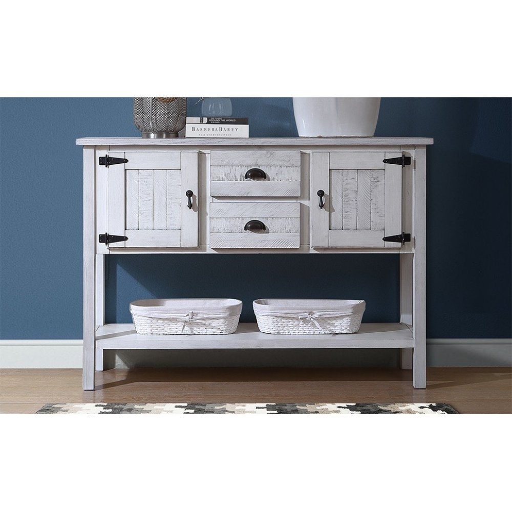 46.5″ Solid Pine Wood Sideboard Console Table with 2 Drawers & Cabinets