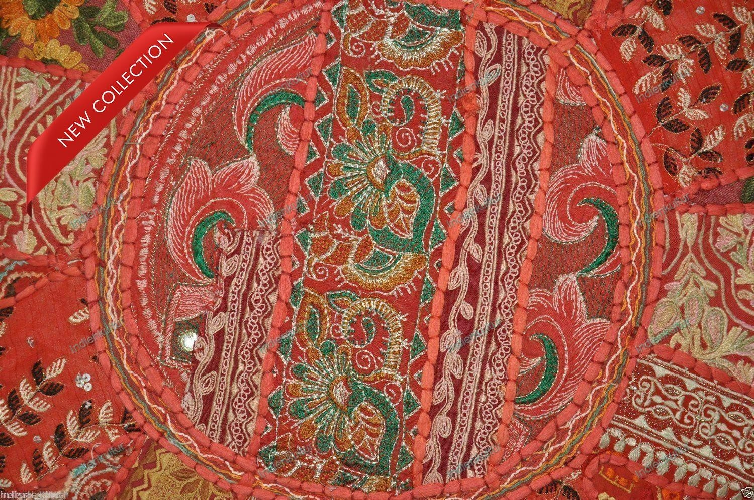 Indian Floral Pouf Ottoman Pouffe Poof Floor Foot Stool Ethnic Decorative