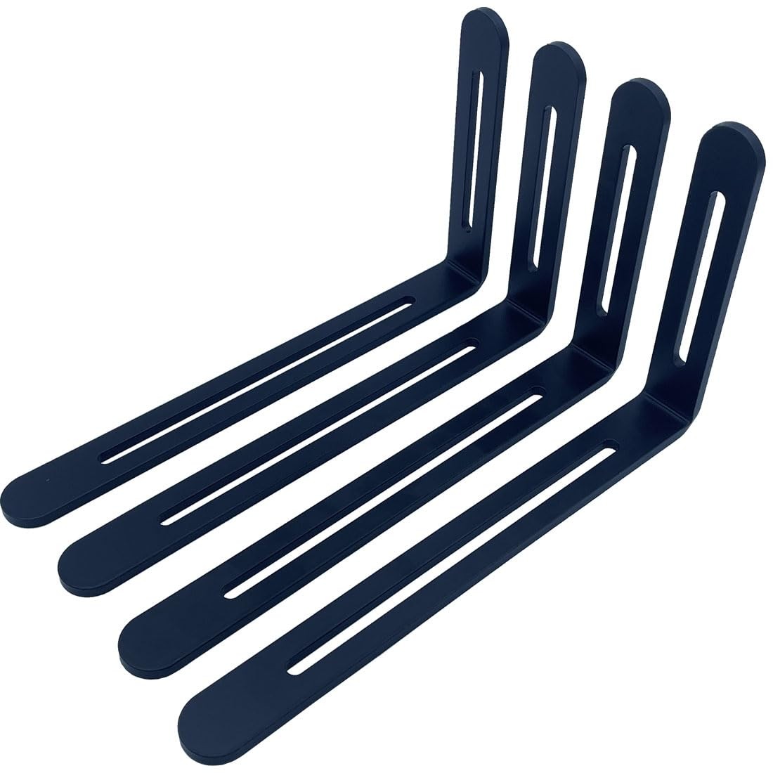 4 PCS Black Heavy Duty Steel Adjustable Slotted L Brackets Corner Braces 5mm