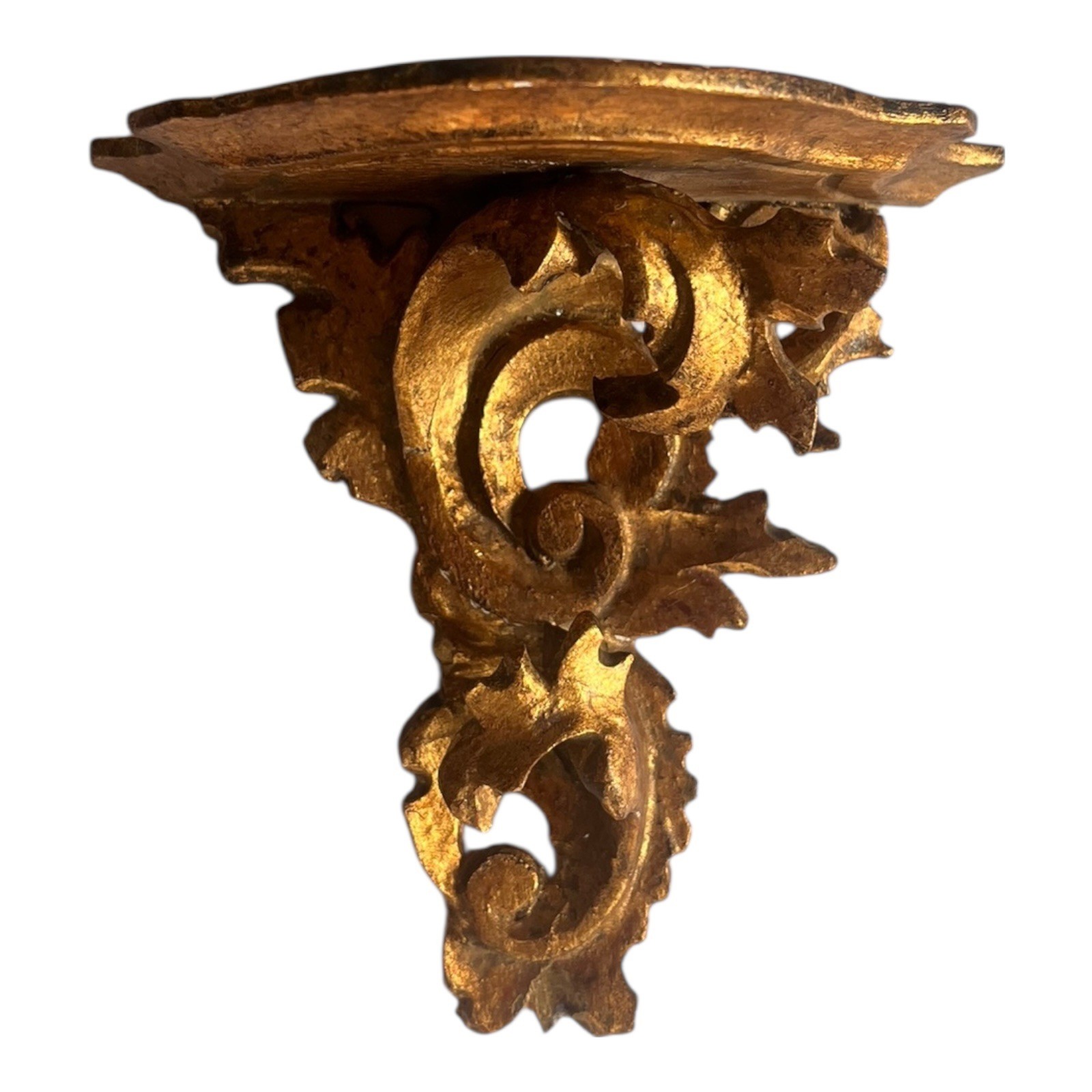 Antique Florentine Hand Carved Wooden Gilt Wall Shelf – 4.75″ x 4.5″