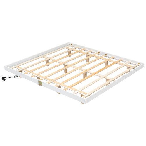 Full Queen King Floating Bed Frames with LED Lights No Headboard Kids Bed Frames