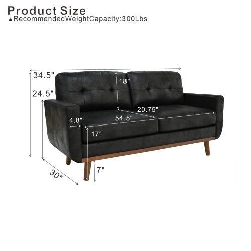 Polyester Fabric 2 Seater Sofa Couch Modern 65″ Loveseat Couch for Living Room