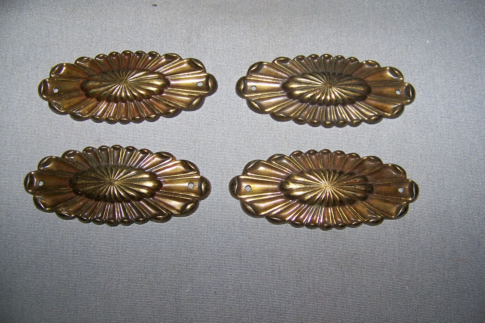 Four, SMALL, Brass Plate Over Pot Metal, Decorative Ormolu – SEE DESCRIPTION