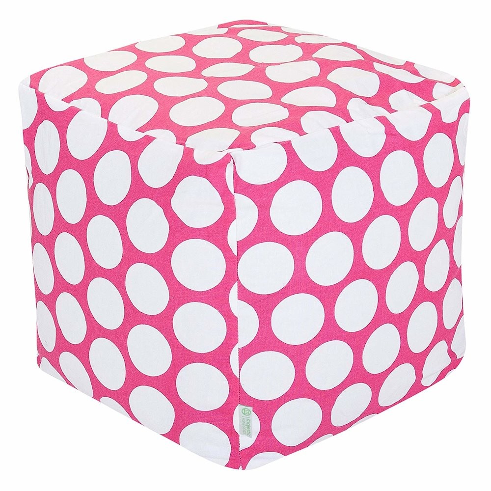 Majestic Home Goods Cube Pouf Polka Dot (Large) Hot Pink