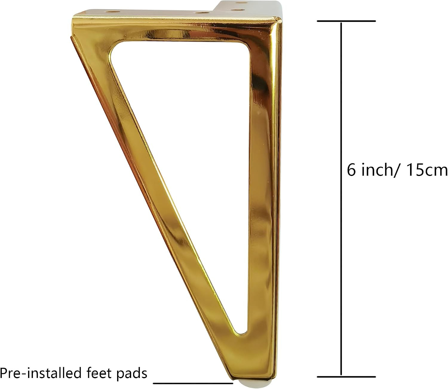 6 Inch Gold Metal Furniture Legs Set of 4, Heavy Duty Sofa/Cabinet/Table Feet