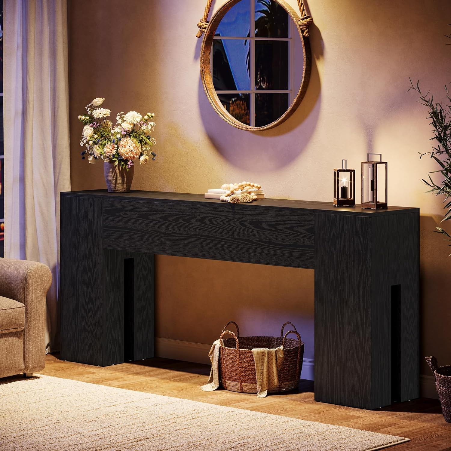 70.87-Inch Modern Console Table Long Narrow Wooden Entryway Table for Hallway