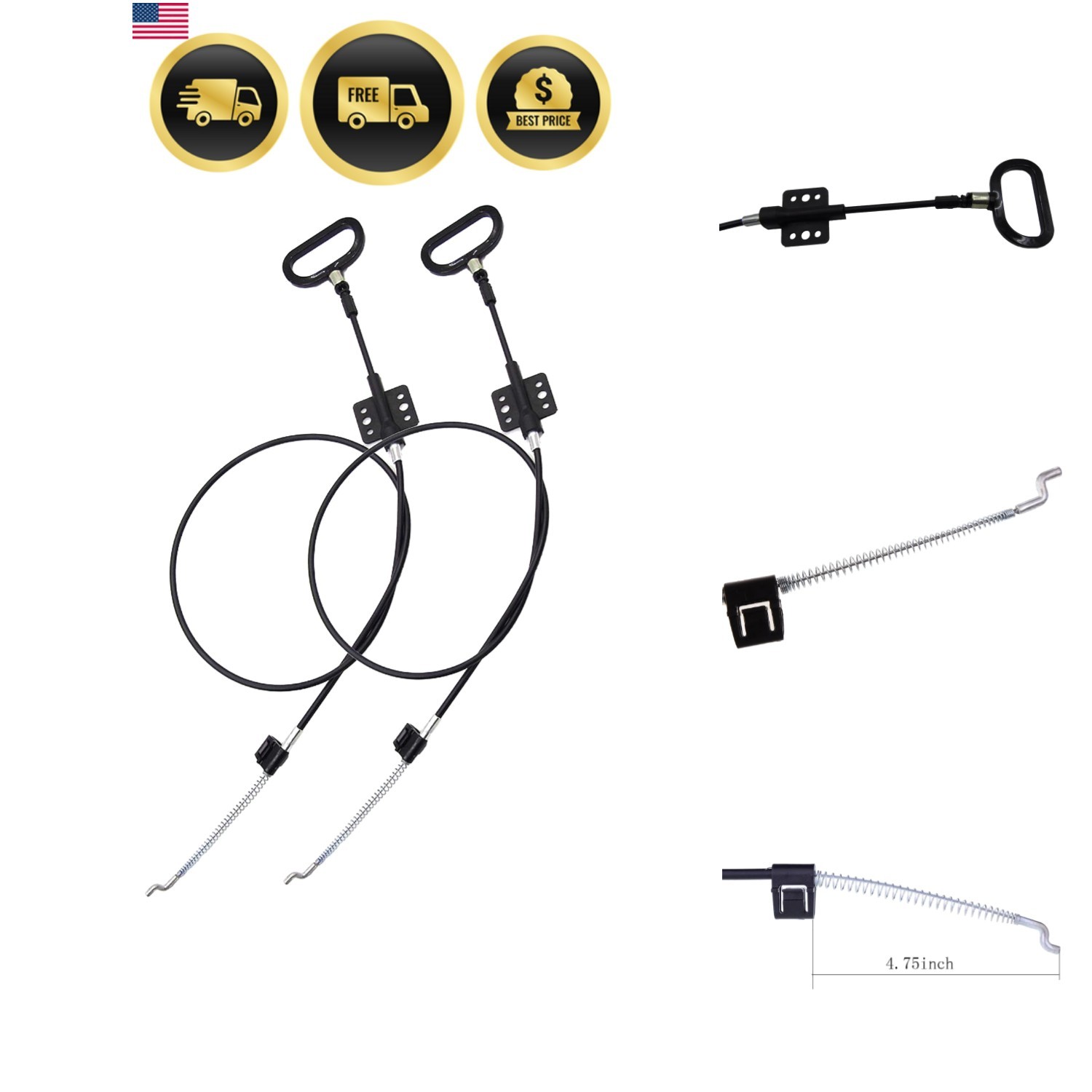 Recliner Release Cable Handle Replacement 2pcs D-Ring S Tip Extruded Length 4.75