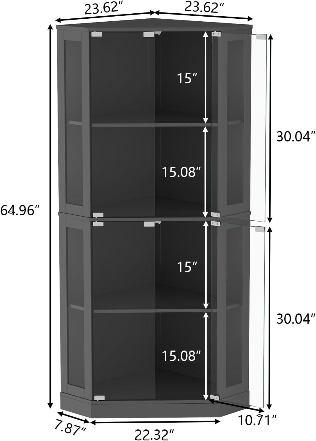 Corner Display Cabinet with Multi-Color LED Lights Modern Curio Cabinet with