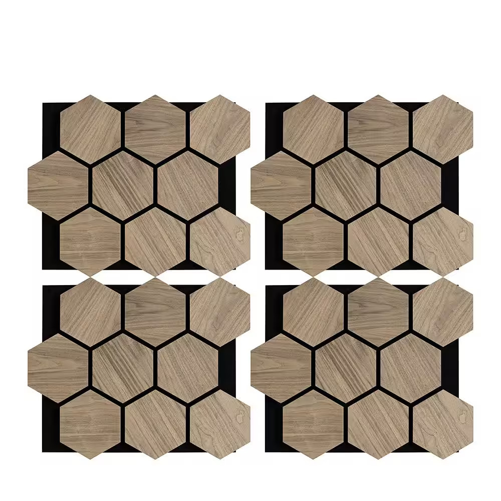 0.7 In. X 2 Ft. X 2.5 Ft. Natural Walnut Wood Acoustic Panels, Brown MDF Decorat