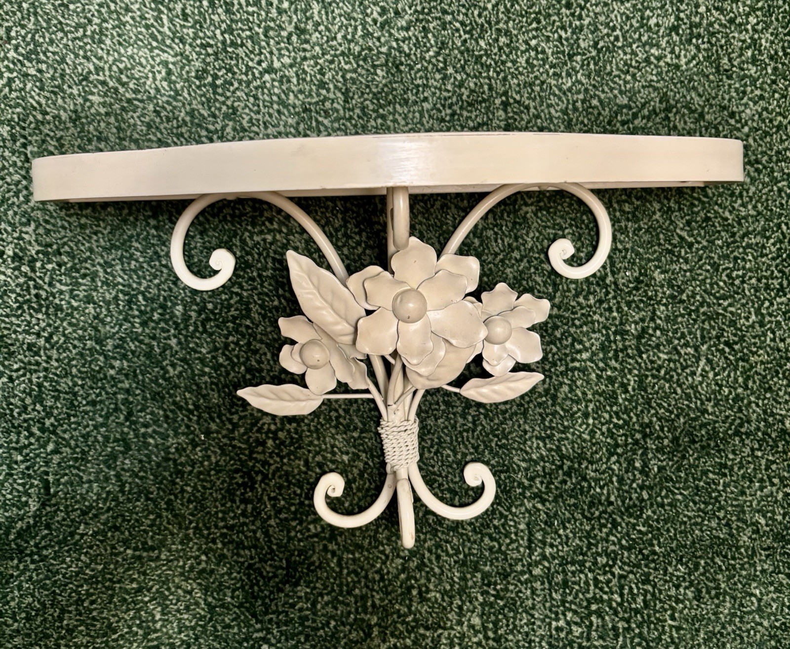 Vintage Metal Wall Shelf w/ Flowers~Garden French Country Shabby Chic Glam