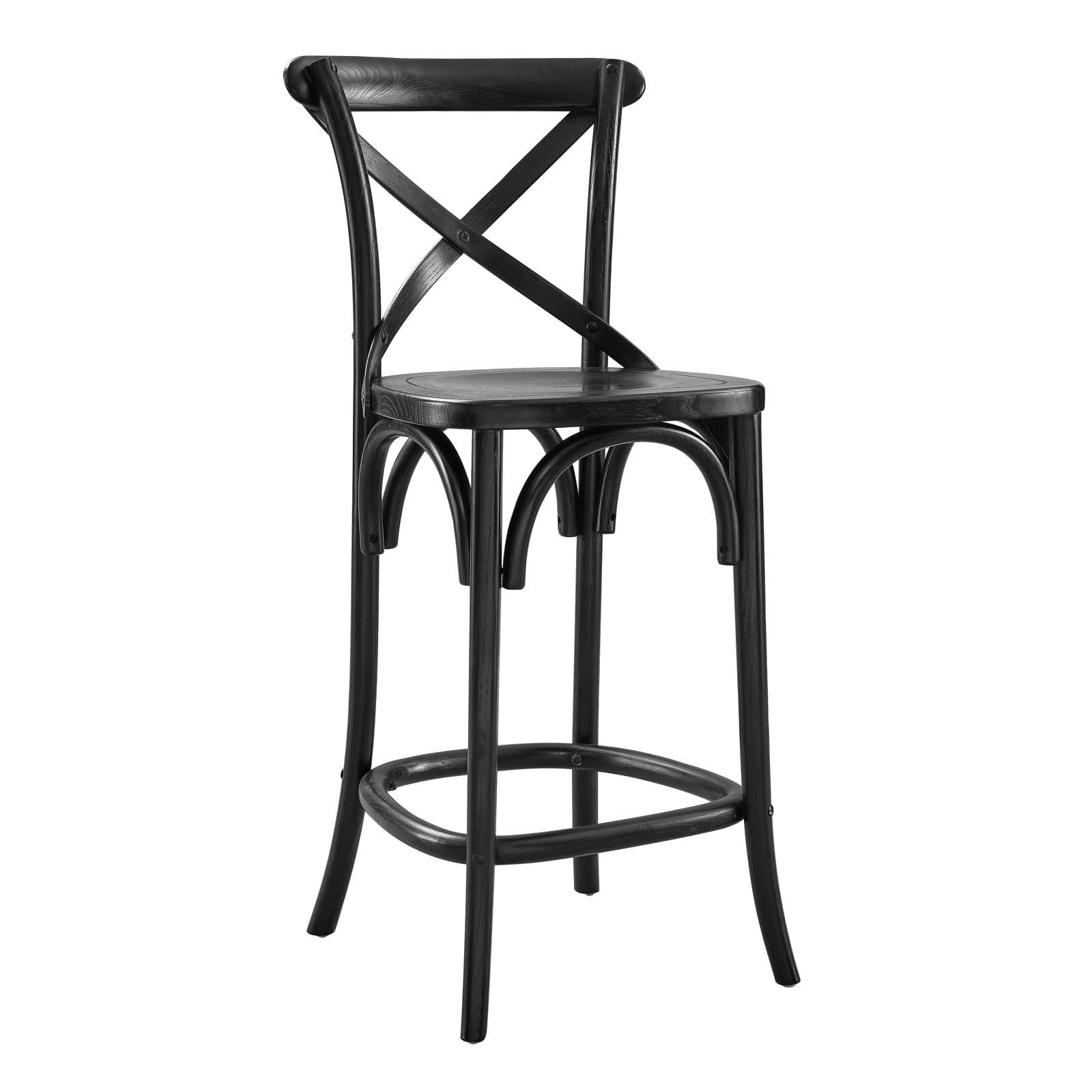Modway Gear 39.5″ Modern Style Elm Wood Counter Stool in Black Finish