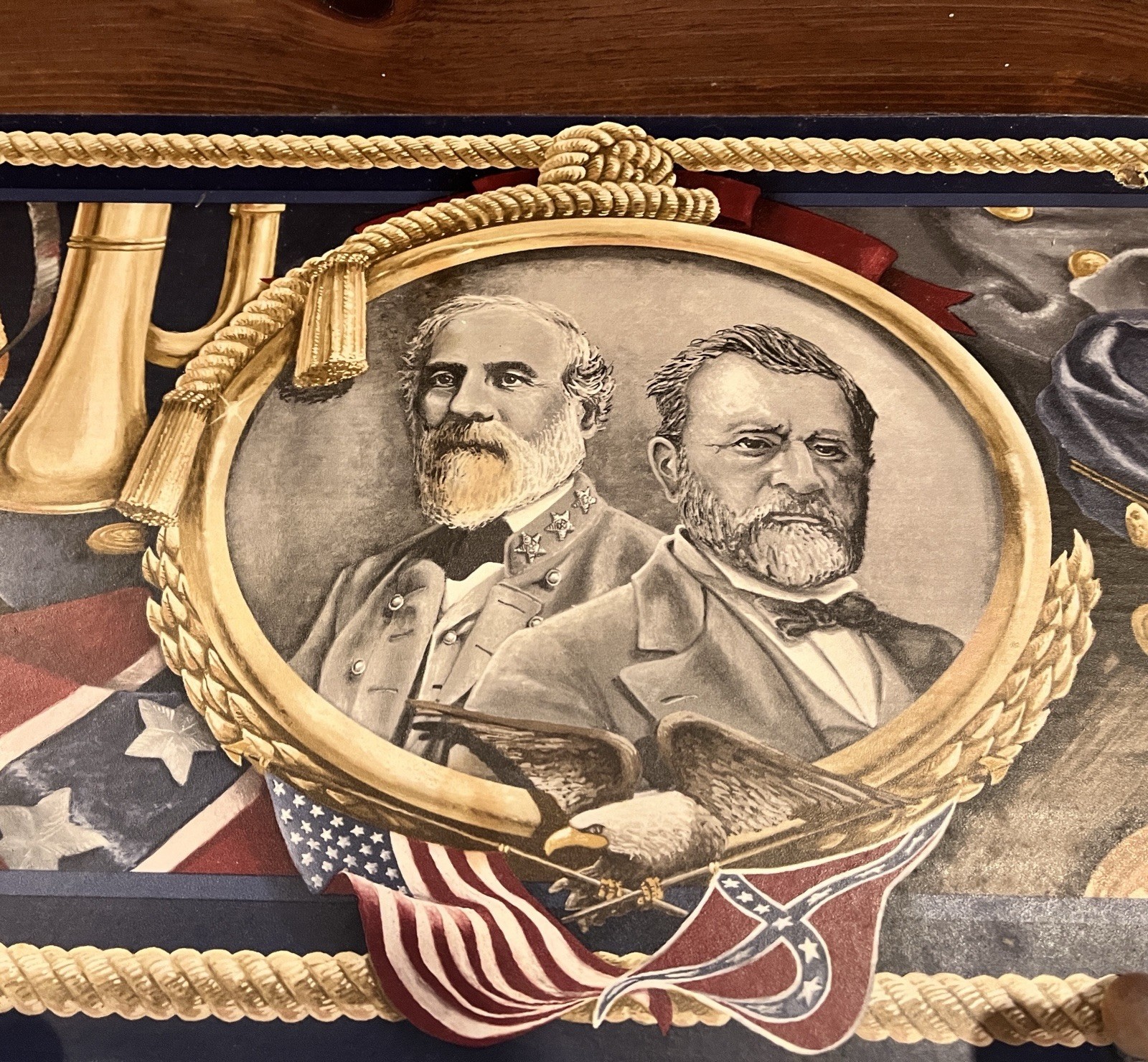 Solid Wood Civil War Collector’s Display Wall Shelf. 37”Long X 9”Wide X 13”Tall.