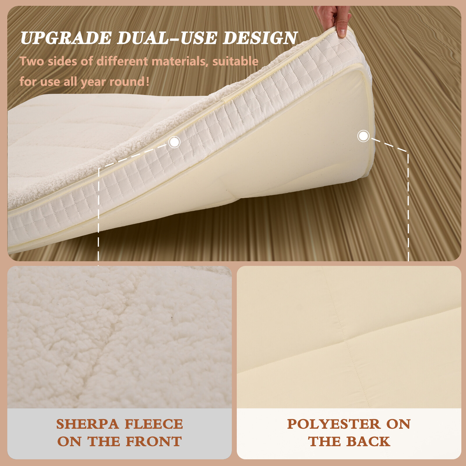 Japanese Floor Mattress Futon Mat, Sherpa Winter Fleece Mattress For Christmas