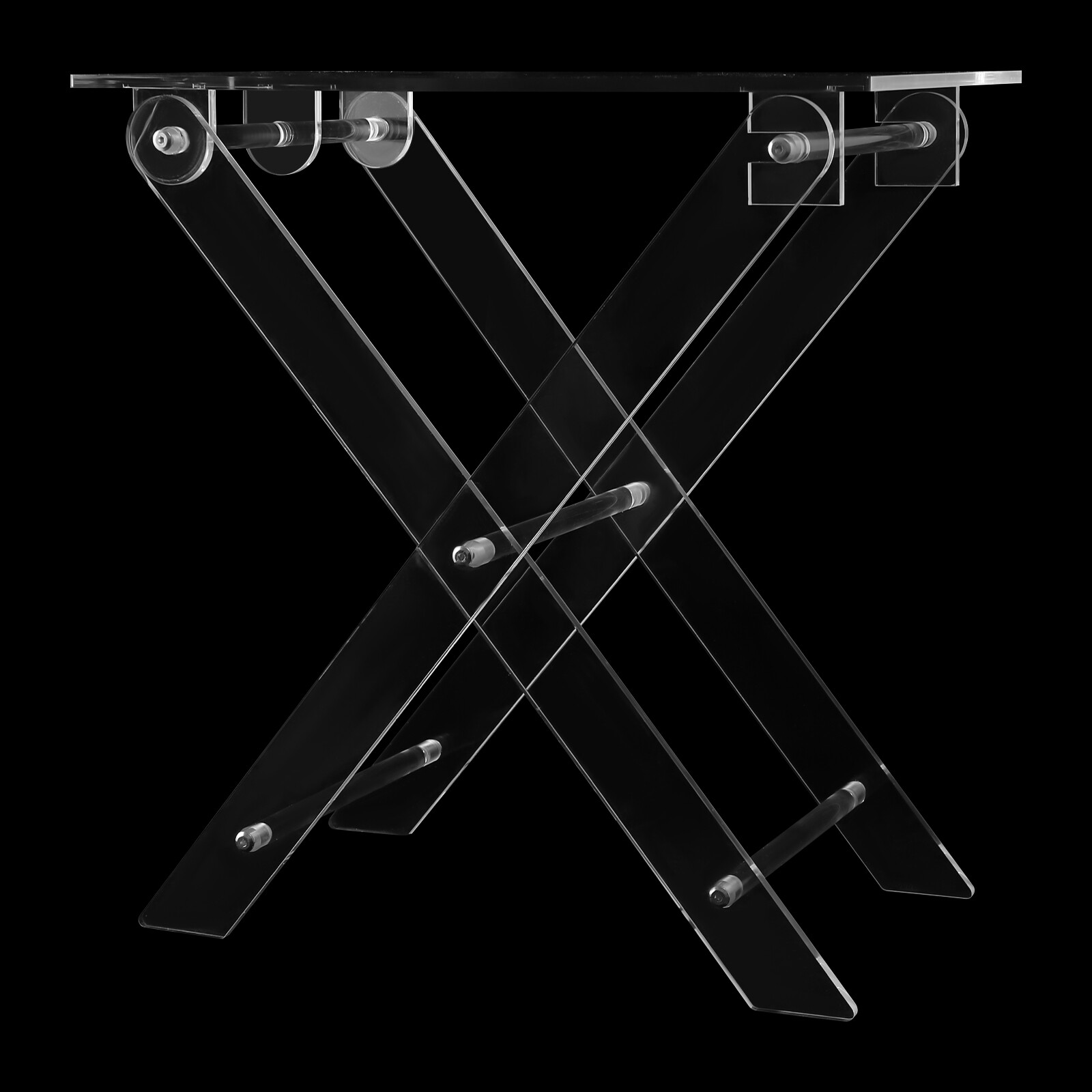 50cm/19.69in Folding Table Multifunctional Portable Acrylic Table X-Shaped Clear