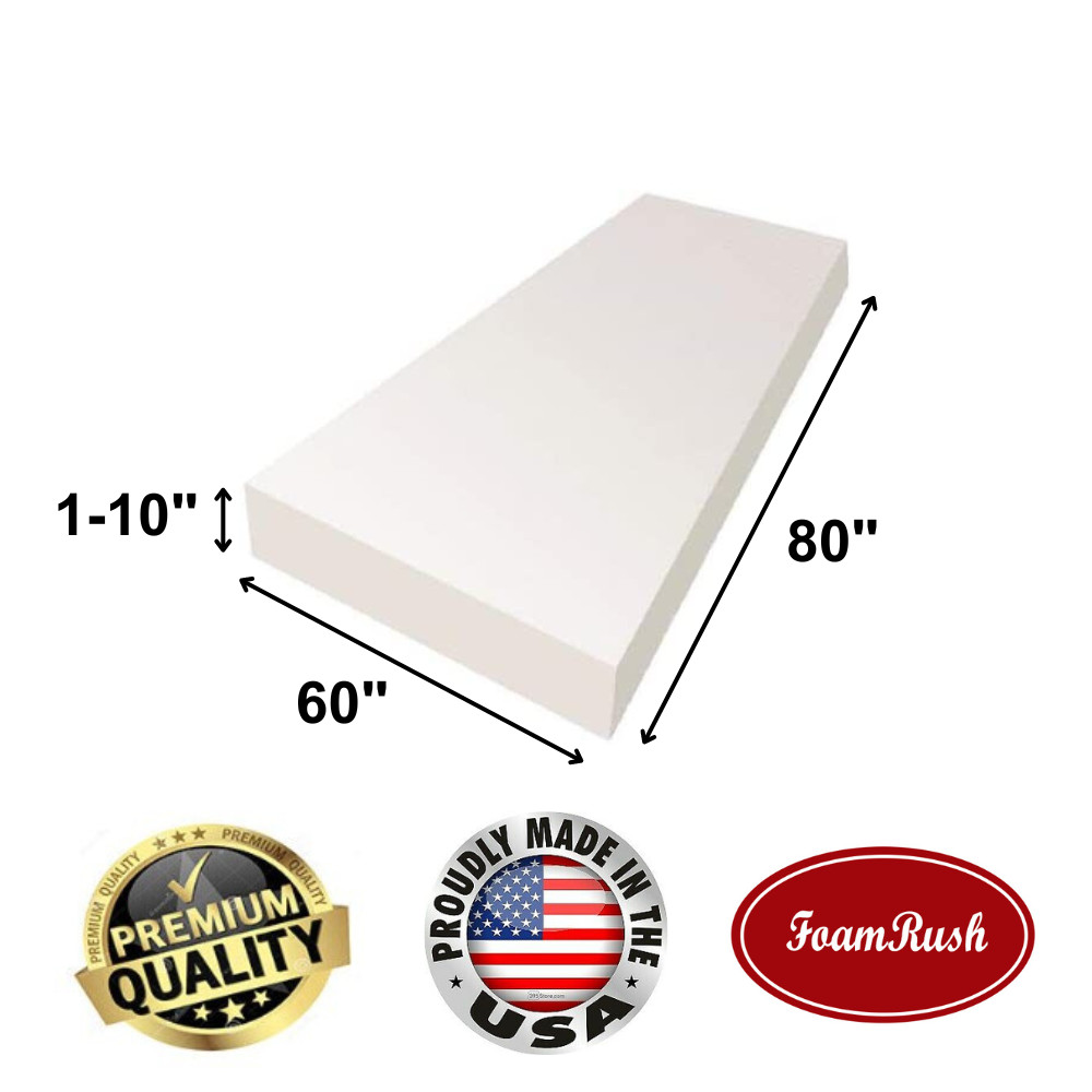 FoamRush 60″ x 80” High Density Upholstery Foam Cushion (Made in USA)