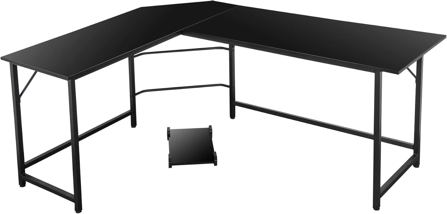 Modern L-Shaped Home Office Gaming Desk PC Table Writing Desk with CPU Stand Stu