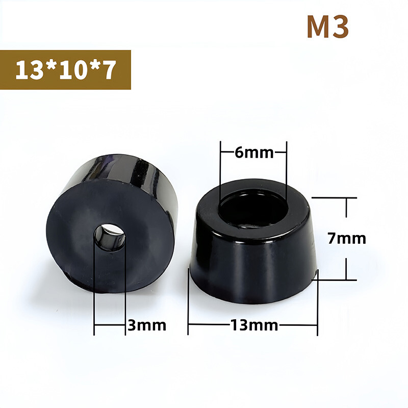 Black Furniture Rubber Feet Slip Protection Tapered with Washer Table Box Bed