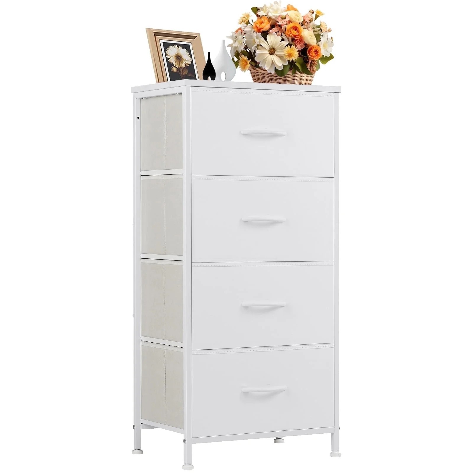 4 Drawer Dresser, Wide Chest Drawers Nightstand Storage Tower Storage F