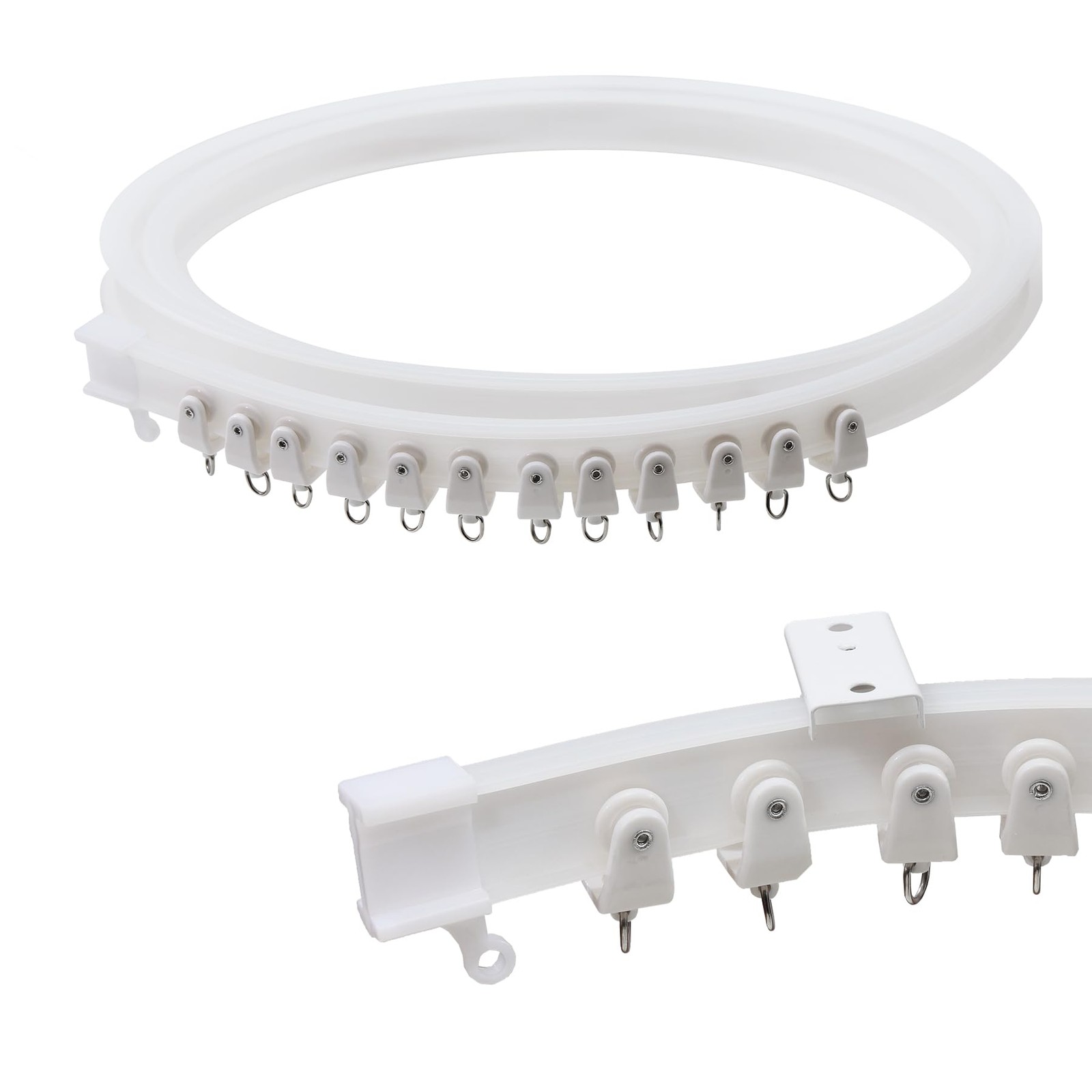 9.8 Ft Ceiling Mounted Curtain Track Kit, Flexible Room Divider Rail for RV, Bat