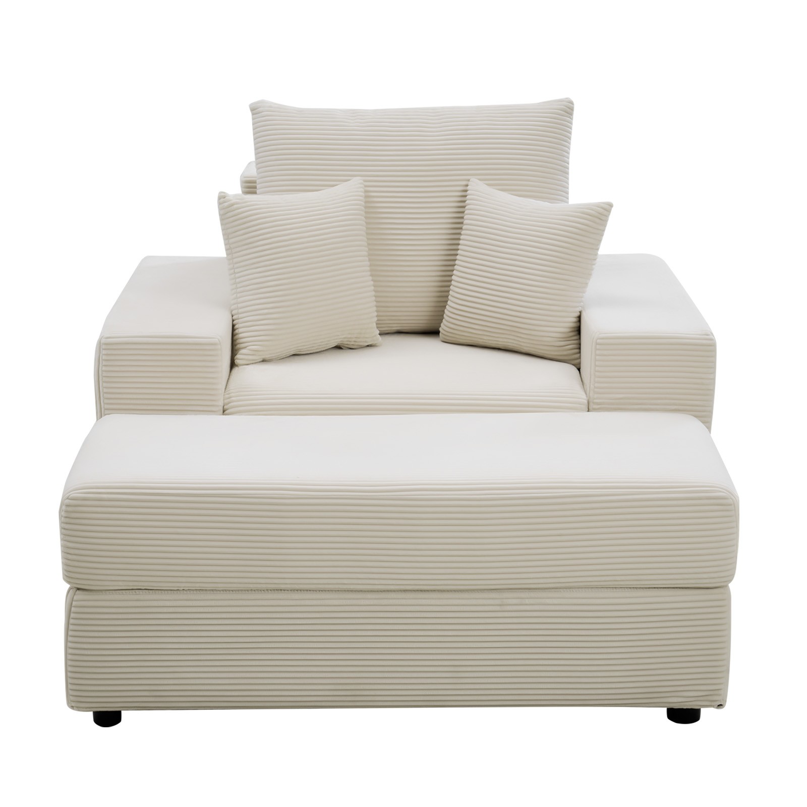 VEVOR Chaise Lounge Chair 44 in Boneless Modular Chaise Lounge Indoor Beige