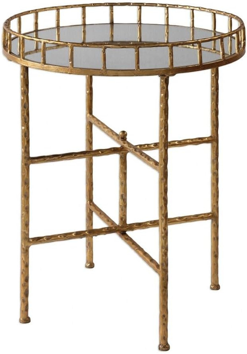 Tilly 19.5″ Mirrored Gold Leaf Accent Table for Elegant Spaces