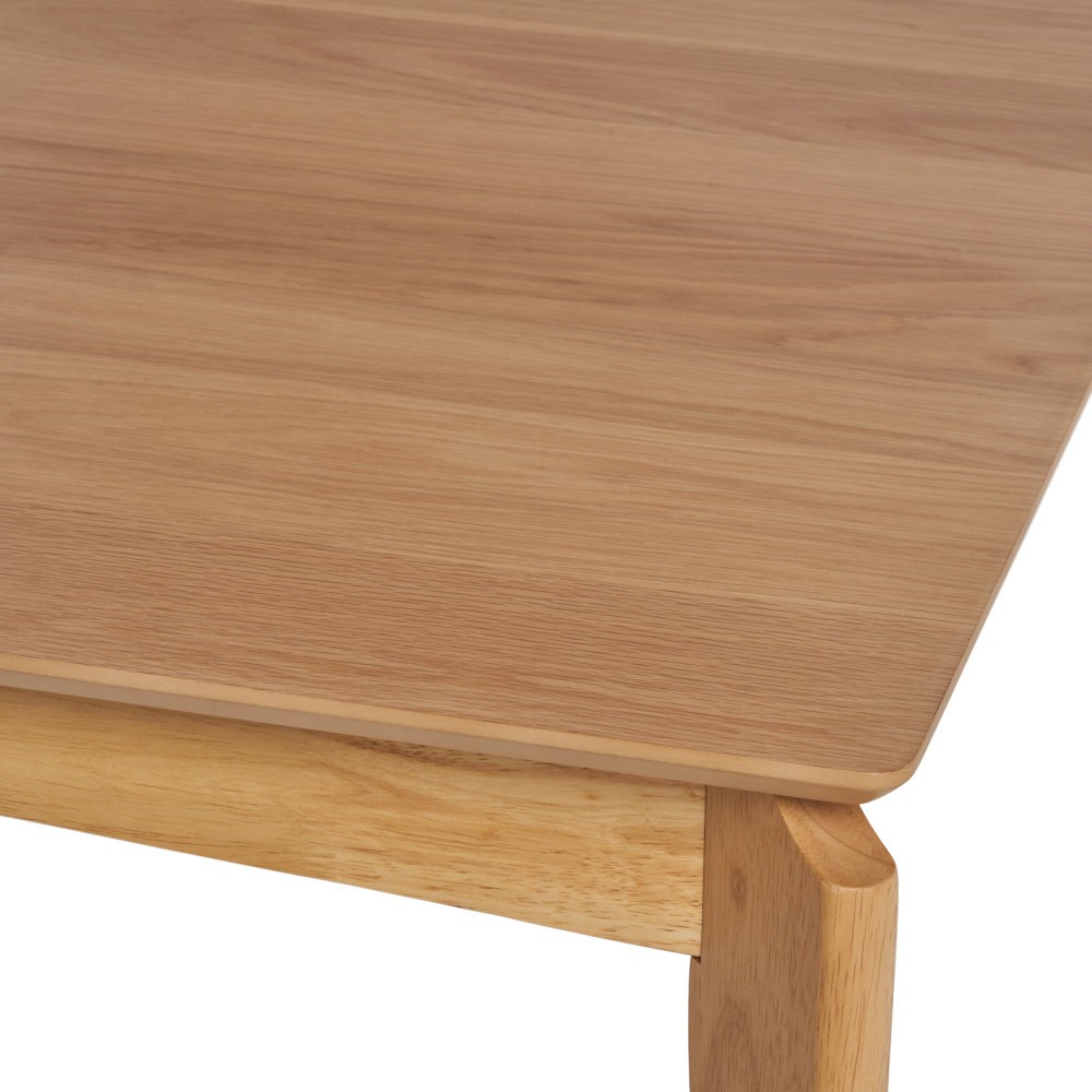 Dining Table, Rubberwood with Walnut Veneer, Mid-Century, Natural Oak Finish