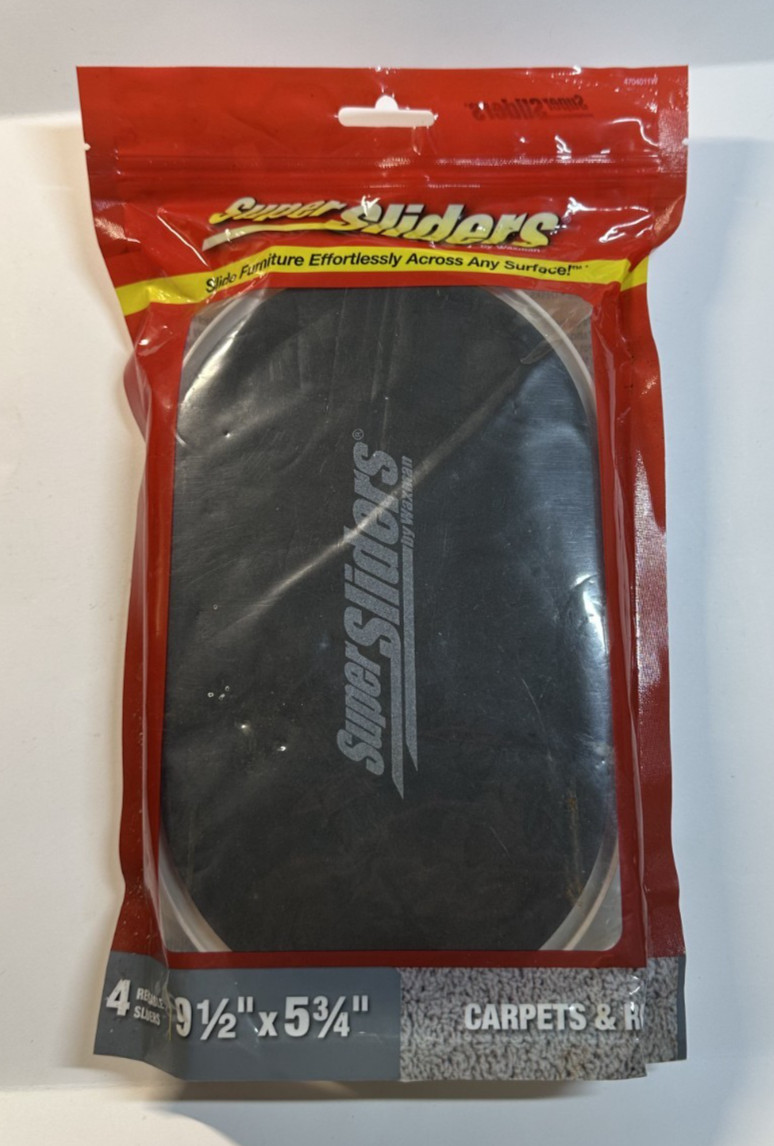 4 Pack Super Sliders 9.5 inches X 5.75 Inches For Use On Carpet New Sealed