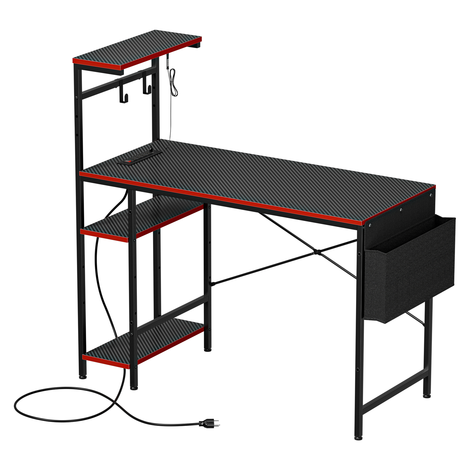 44-Inch Seamless Gaming Desk with Built-In Outlets and Vibrant LED Lights