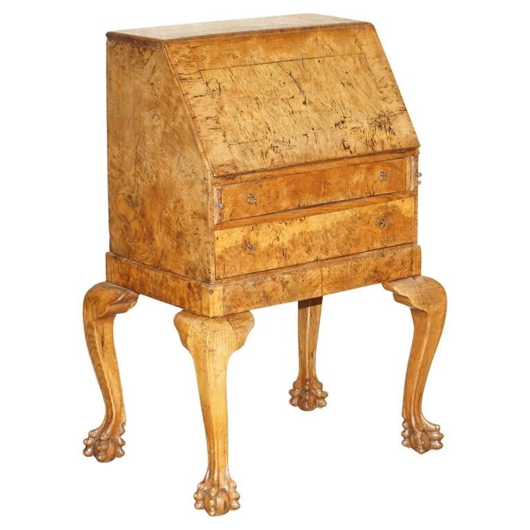 FINE CIRCA 1800 POLLAD OAK WRITING BUREAU DESK CLAW & BALL HAND CARVED LEGS