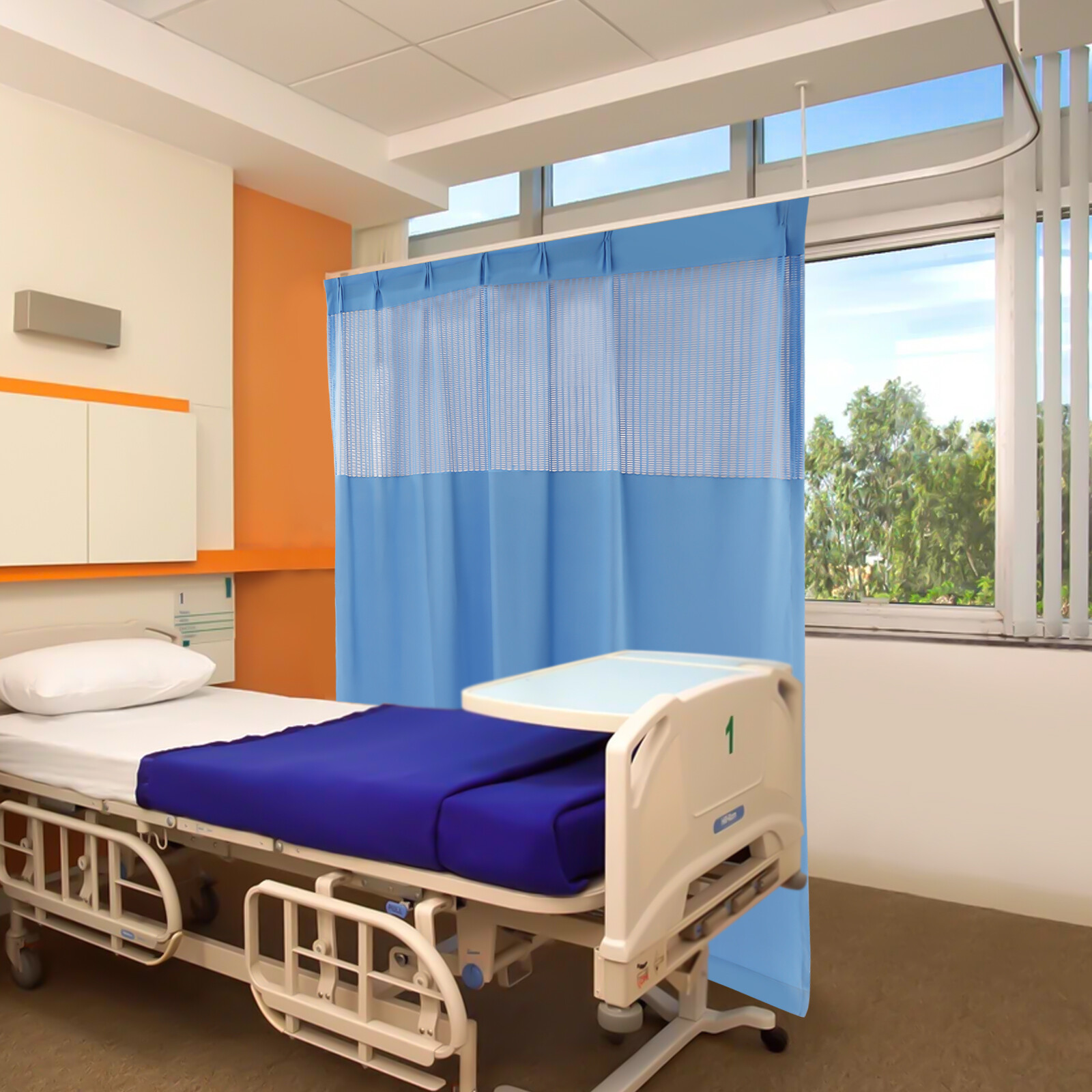 Hospital Cubicle Curtain Large Area With Strong Flat Hooks, For Medical Clinic