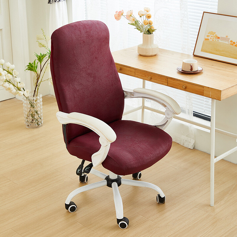 Office Chair Covers Stretch Leathaire Computer Rotating Chair Slipcover Zipper